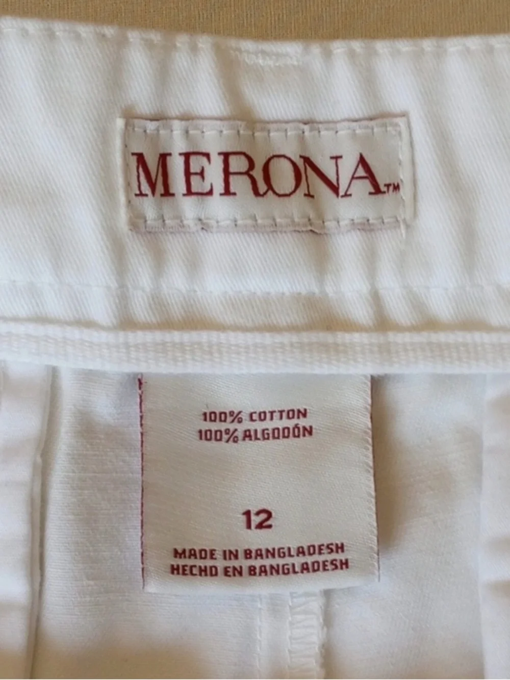 NWT Merona Chino Shorts size 12 White 5" Inseam - Picture 3 of 6